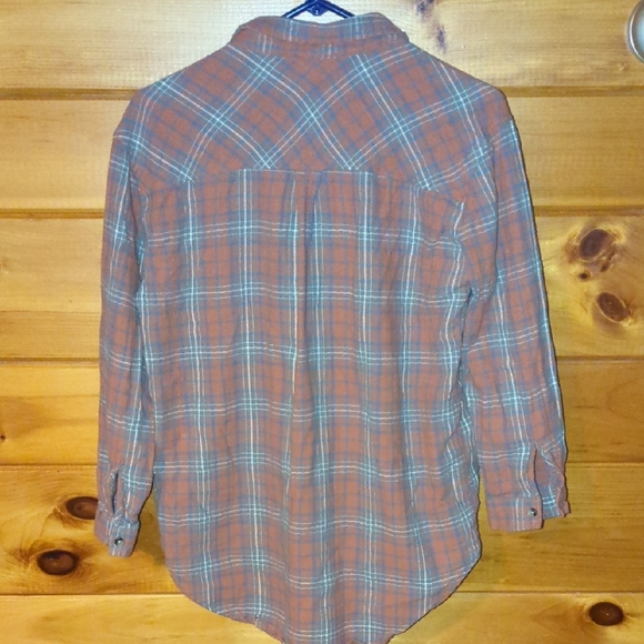 Love Notes Women's Rust Plaid Button Down Shirt - Picture 6 of 6